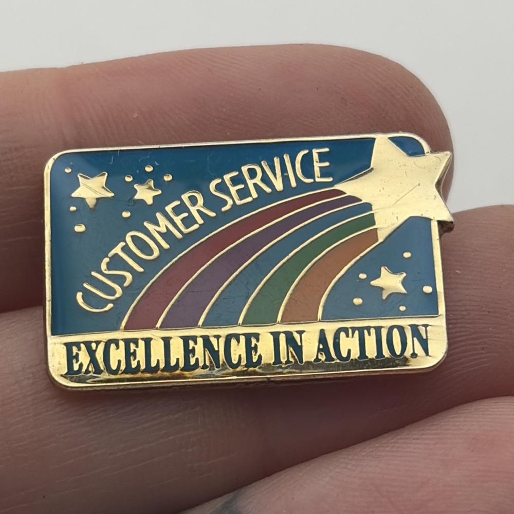 Customer Service Excellence In Action Rainbow Shooting Star Lapel Hat Pin